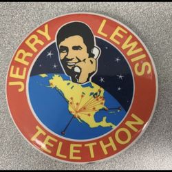 1974 Jerry Lewis Telethon Pin Back Button Labor Day MDA Telethon 3" Circle.