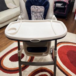 Graco 2-in-1 White Leather High Chair w/ Bassinet Attachment