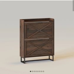 Double-Layer Shoe Cabinet – Dark Walnut (Open Box)
