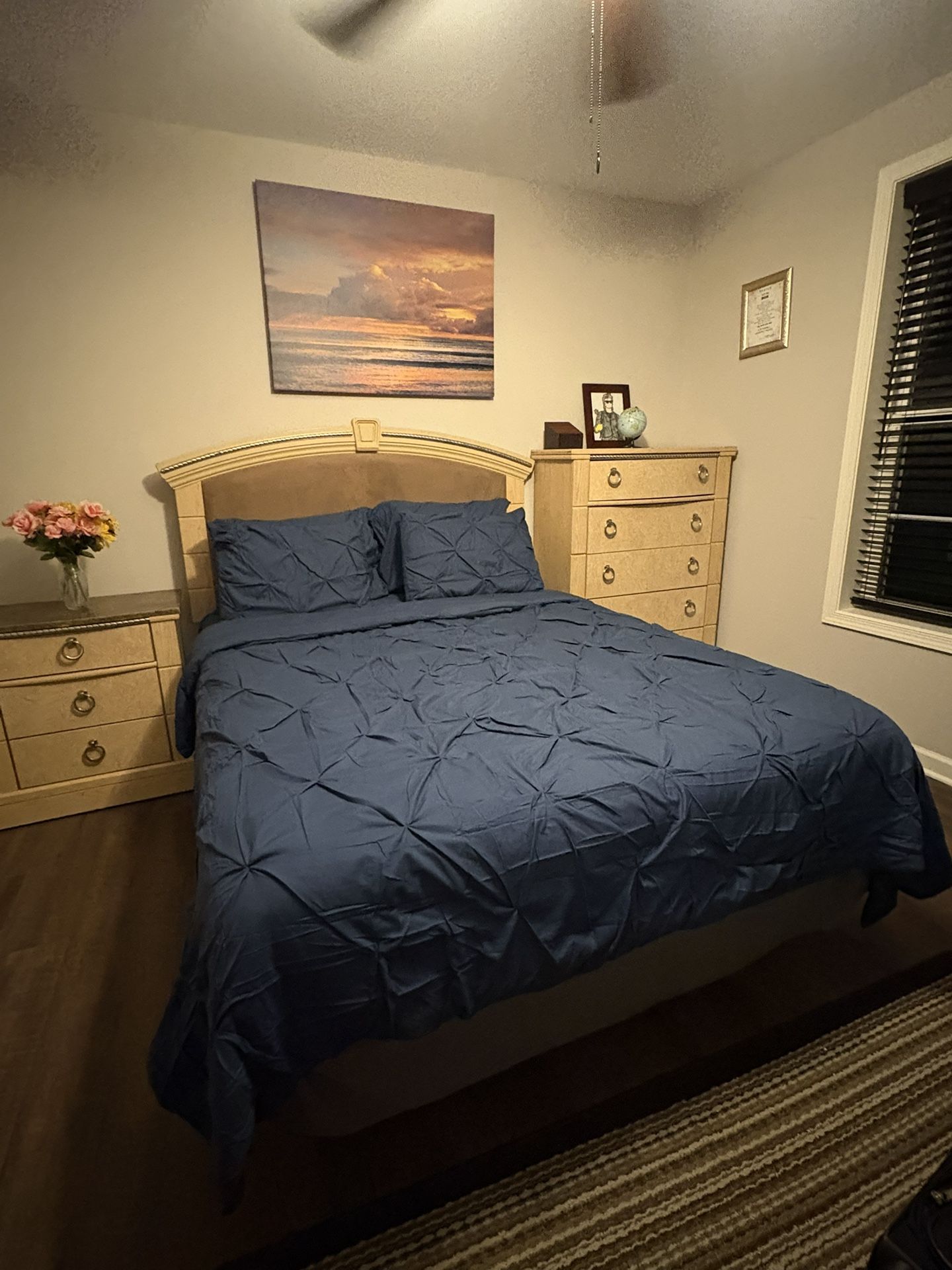 Full Size Headboard Along With Rails Just For 50 , End Table Set With Charging Station For 50
