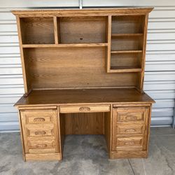 Desk, Bookshelf, And Mirrored Cabinet