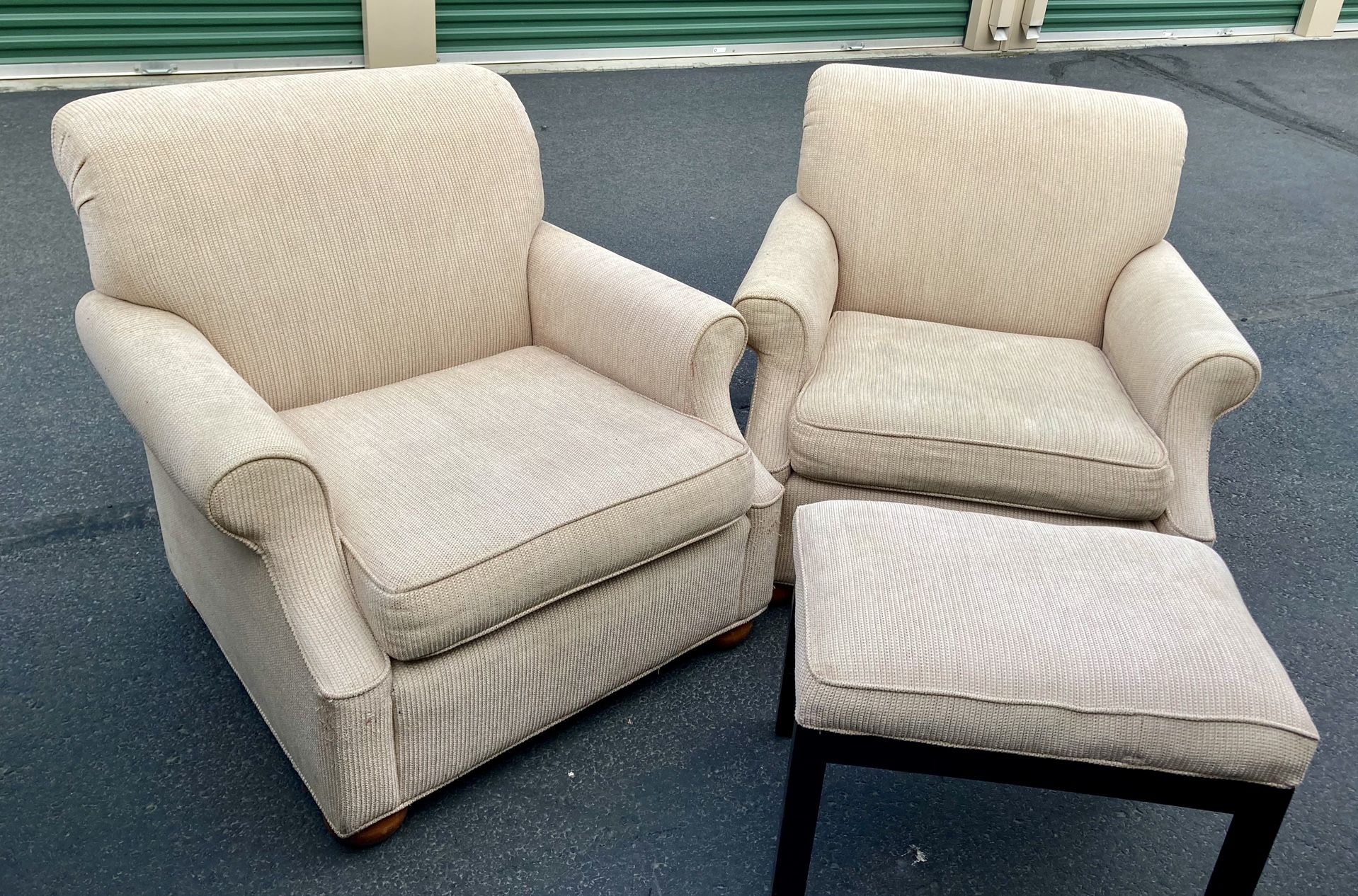 Two Accent Chairs With one Ottoman