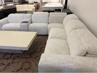 Furniture- Homestage Deluxe 6 pc fabric sectional with 3 touch screen controlled recliners