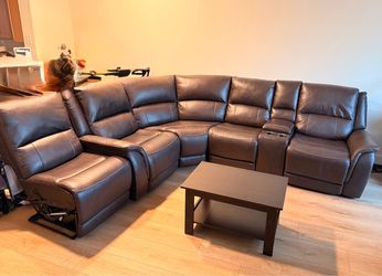 Leather reclining sectional