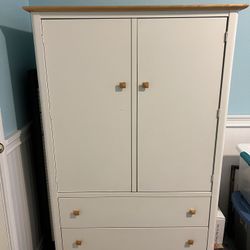 5’ High quality White & Oak Top Armoire Wardrobe