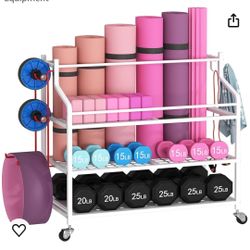 Large Capacity Organizer Storage Cart for Home Exercise Equipment