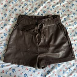 brown leather shorts