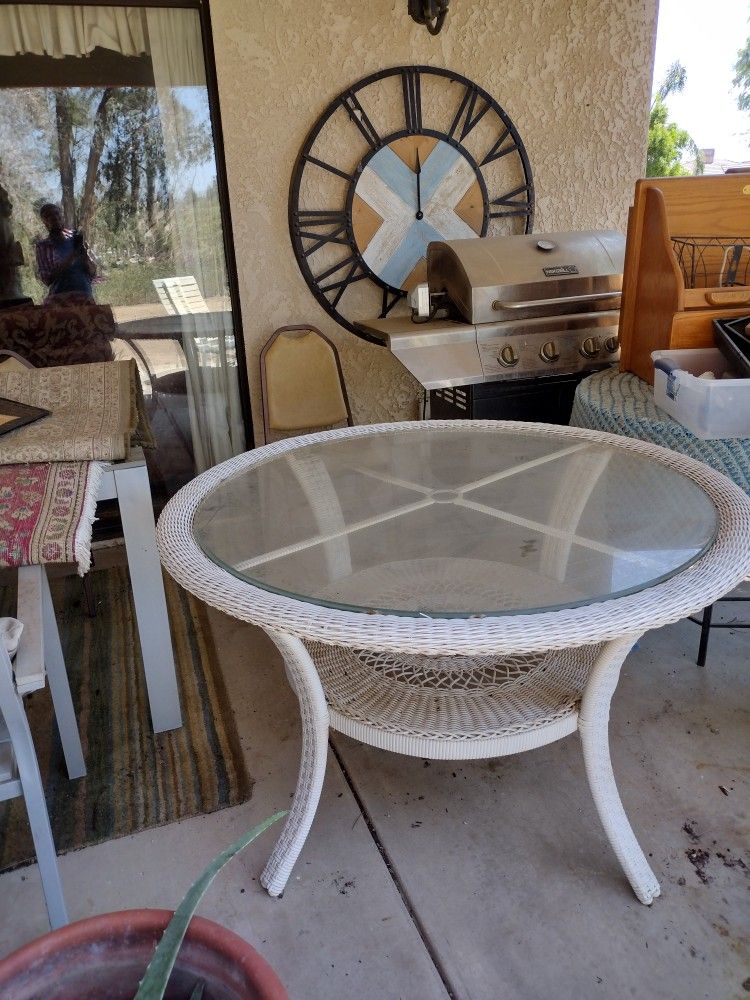Rattan Glass Table Top (4 Ft Wide and 28 ins Tall)