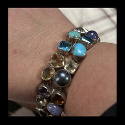 GORGEOUS CUSTOM MULTI STONE SILVER BRACELET ONE OF ITS KIND😍😍