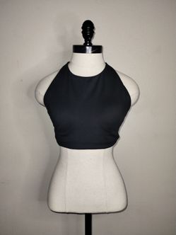 Victoria's Secret Black Logo High Neck Bralet Mesh Interior Removable Pads Large