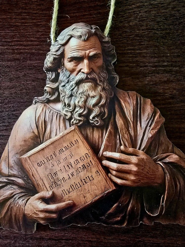 MOSES TEN COMMANDMENTS LARGE WOODEN NEW 5d SHAPED SUNCATCHER WALL HANGING