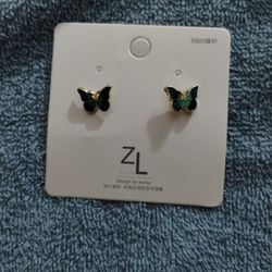 Green Butterfly Earrings