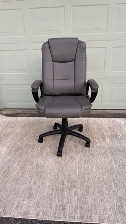 Home Office Executive Desk Chair, High Back PU Leather Chair, Grey