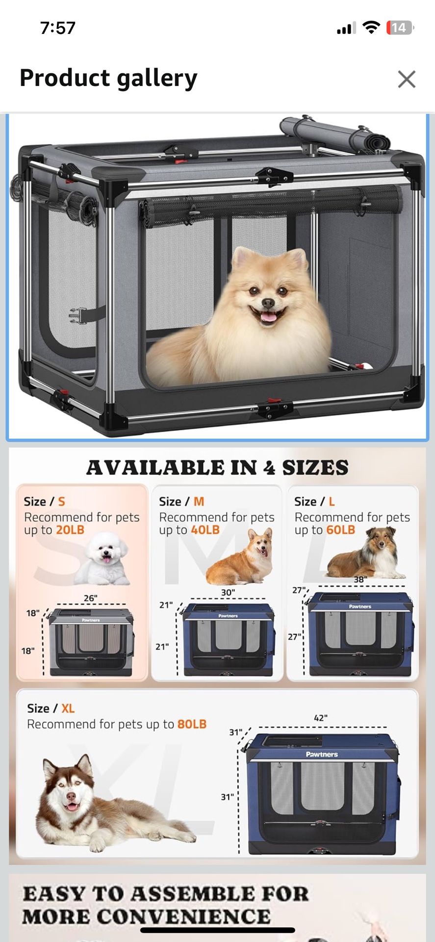 Collapsible Dog Crate: 26 Inch Foldable Soft Sided Dog Crate for Small Dogs, Portable Dog Travel Kennel with Soft Mat for Indoors & Outdoors, Grey (26