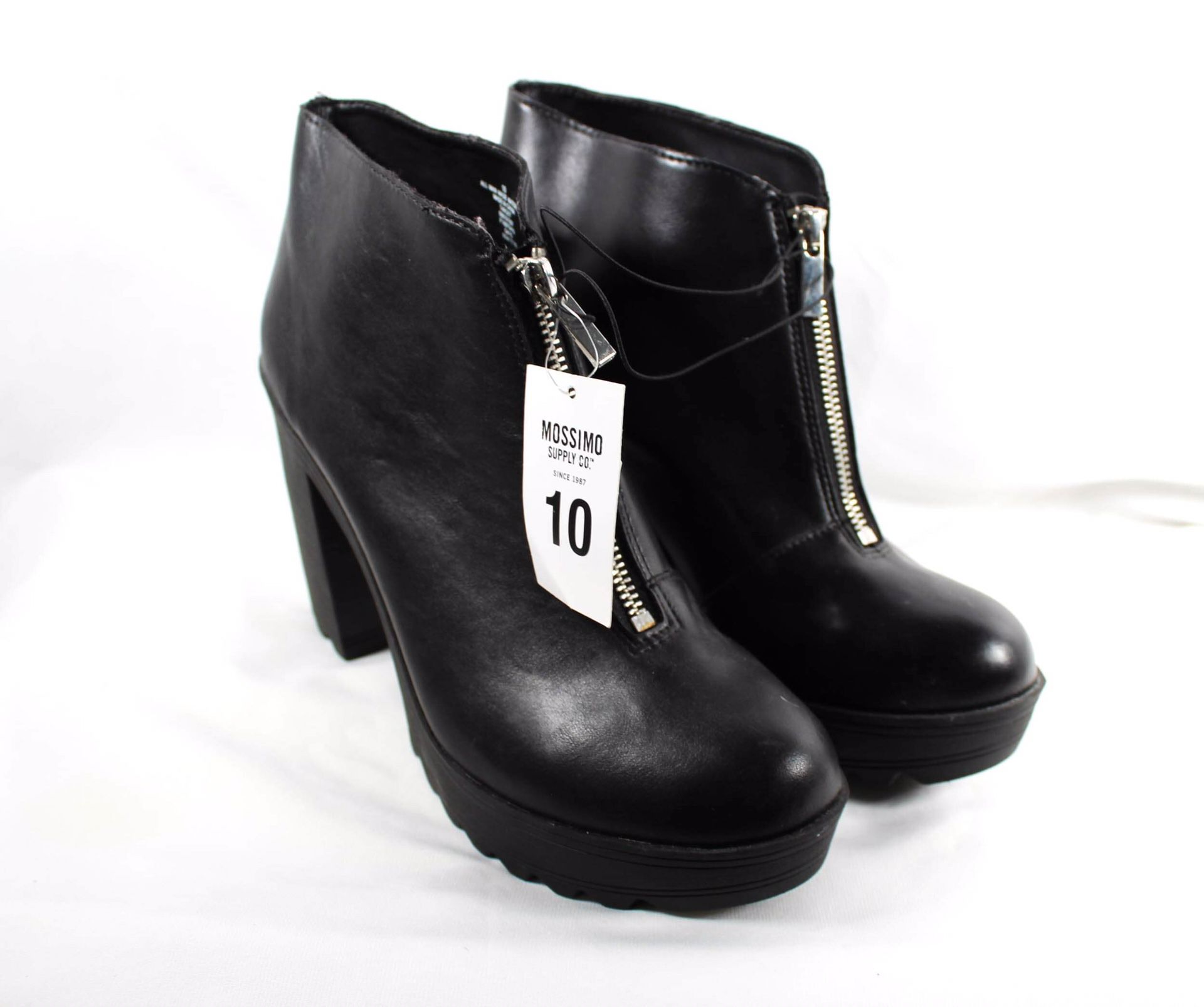 90s Inspired Grunge Goth Girl Faux Leather Edgy Platform Booties With Front Zipper 