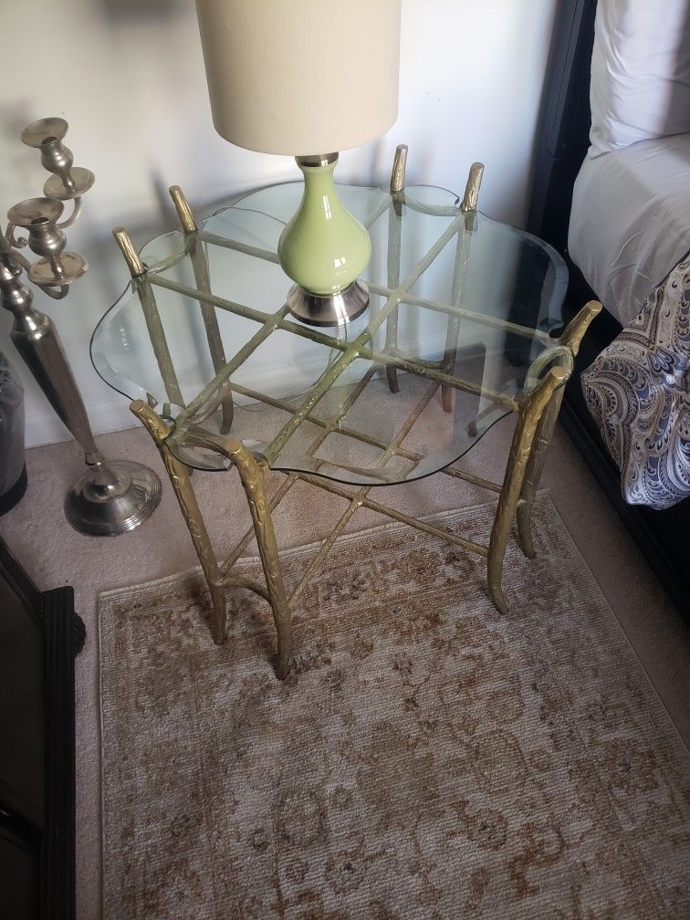 Glass Side Table With Beveled Glass (Heavy)