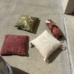 Lot/bundle of 4 Assorted Decorative Pillows & Bolster Pillow - includes Pier 1 Imports