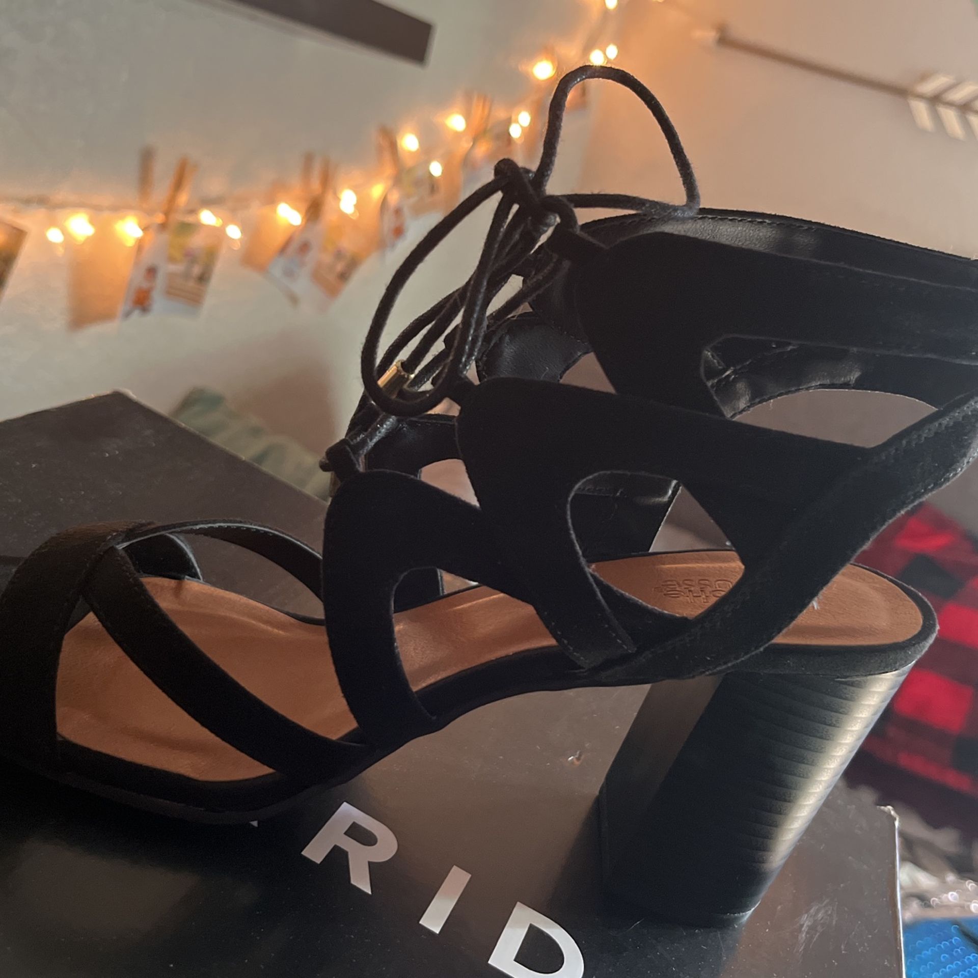 Charlotte Russe Black Lace Up High Heel ISandals