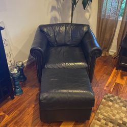 Leather chair With Ottoman