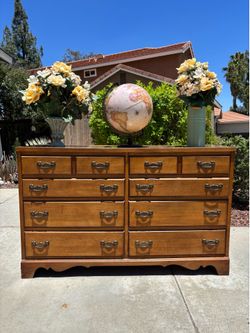 Mid Century Modern Solid Wood 8 Drawer Antique Dresser Chest of Drawers by Jonson Carper Furniture