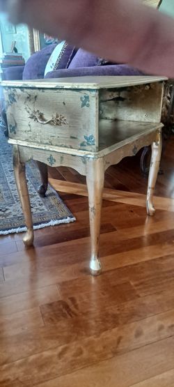 Side Table, Hand Gold Leafed With Flur De Les.