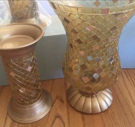 PARTY LITE Gold Hurricane Candle Vase