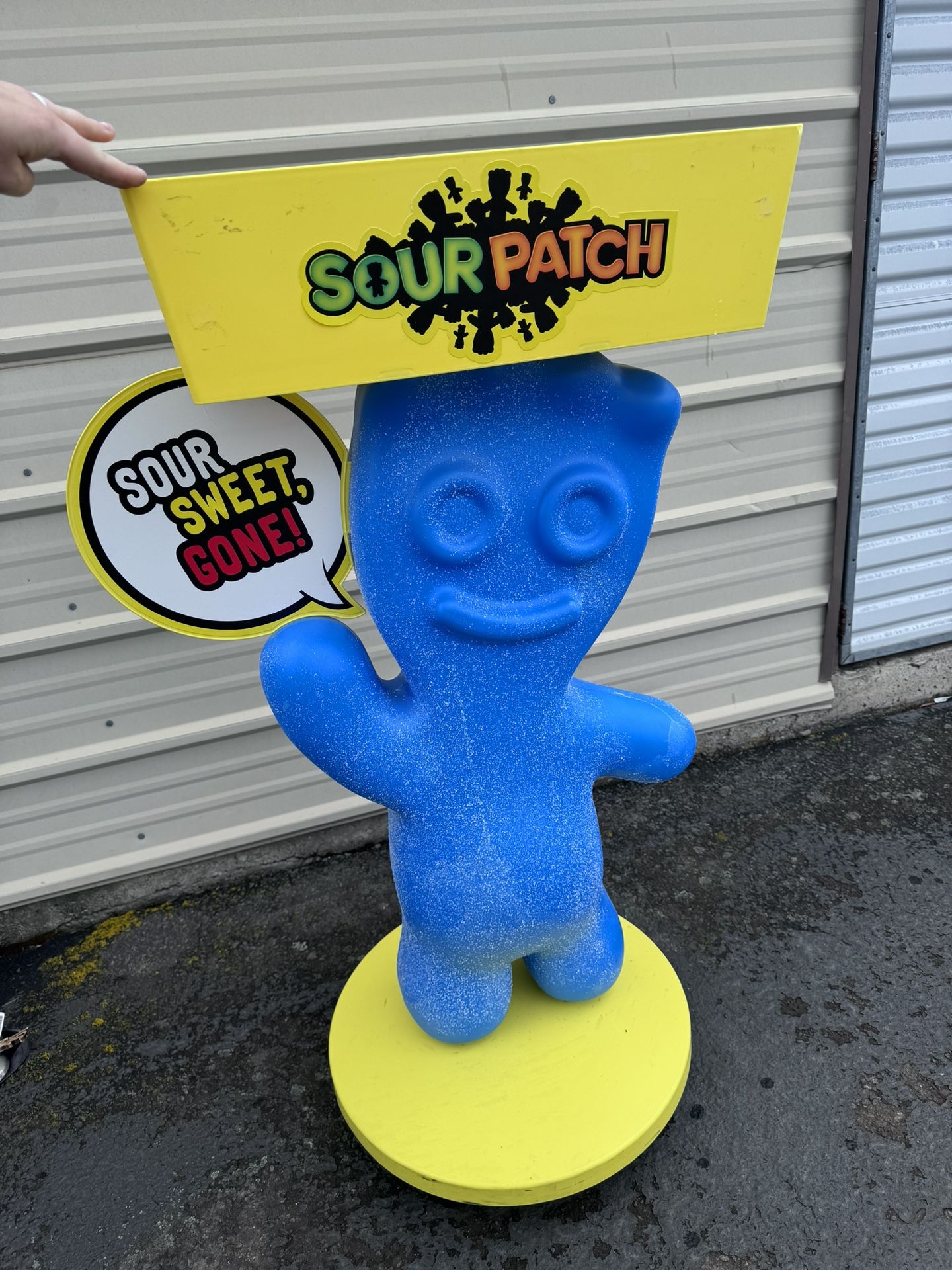 Sour Patch Display Blue On Wheels With Storage Basket On Top