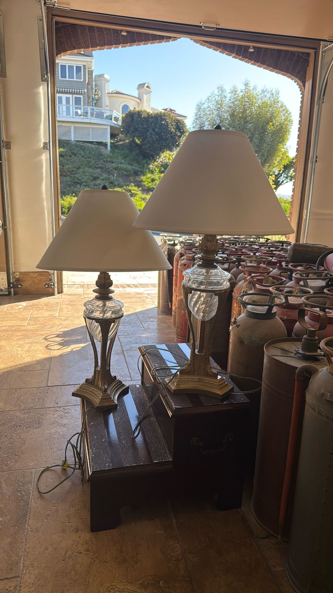 Pair of Hollywood Regency Crystal Urn Table Lamps by Robert Abbey