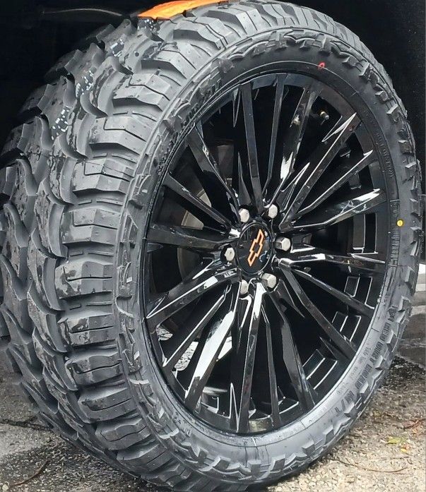 22" Chevy Silverado GMC Sierra Replica Wheels & Tires OFF-ROAD Tahoe Suburban Escalade Yukon Ram Tundra Titan Rims Rines Llantas.. Setof4 