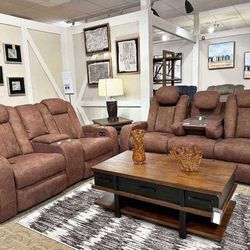 AP🎊$49 Down Payment For Financing👉 Wolfridge Leather Power Reclining Sofa And Loveseat 