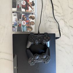 PS3 PlayStation 3, Two Games, Two Controllers, Works Fkawlessy. 