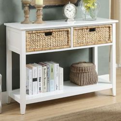 Wicker front hallway table