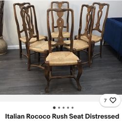 Italian Rococo Rush Seat Hand Carved