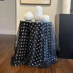 Beautiful Tea Table With Polka Dot Tablecloth