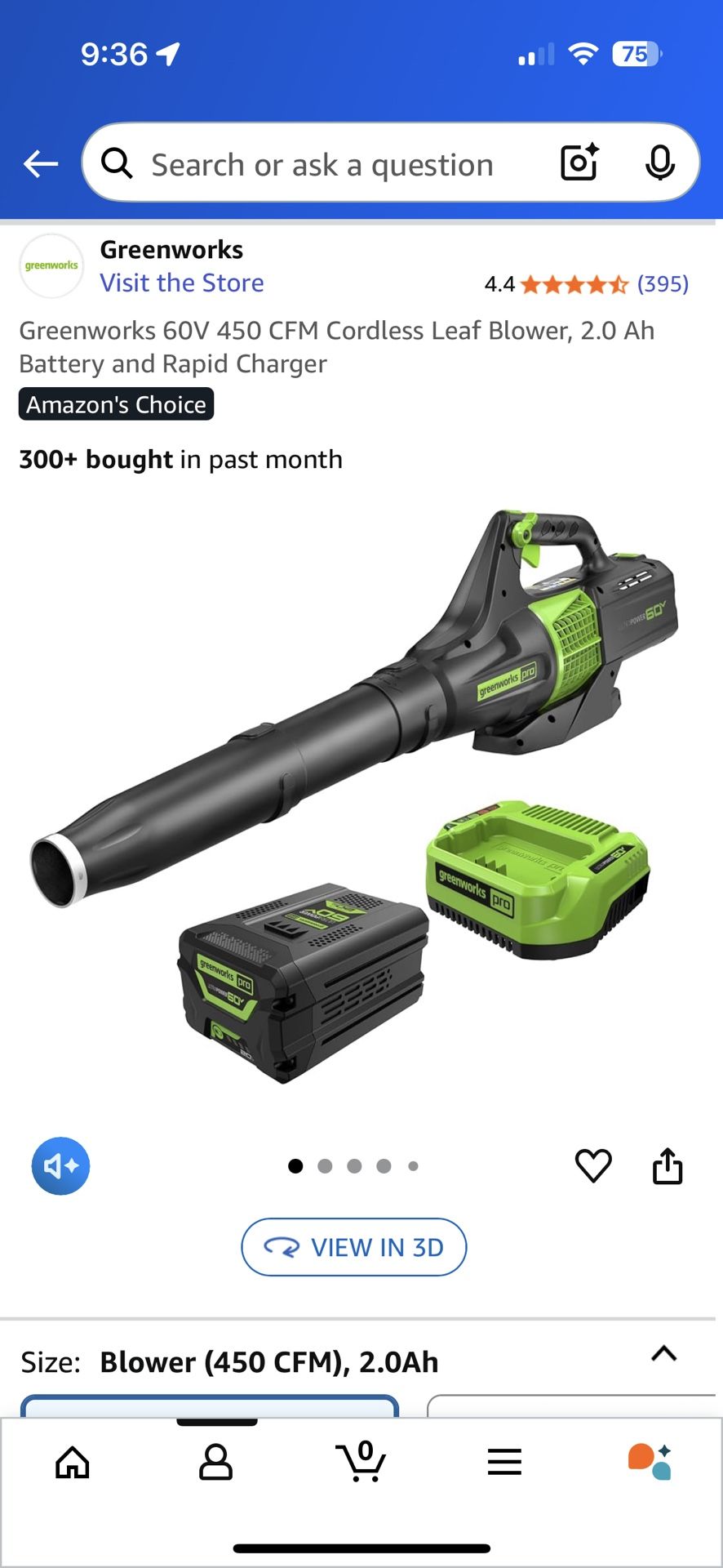 Greenworks Electric Leaf Blower 60v