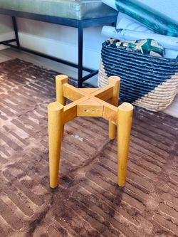West Elm Wooden Plant Stand with Four Legs MCM