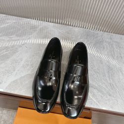 Classic square men's formal lace-up leather shoes