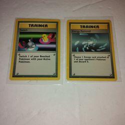 2 Old Pokemon Cards From 1999 - Trainer (Energy Removal & Switch)