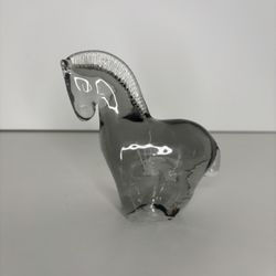 Reijmyre Swedish Smoked Gray Glass Horse
