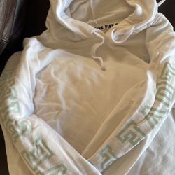 Pink Crop hoodie. White Cute 