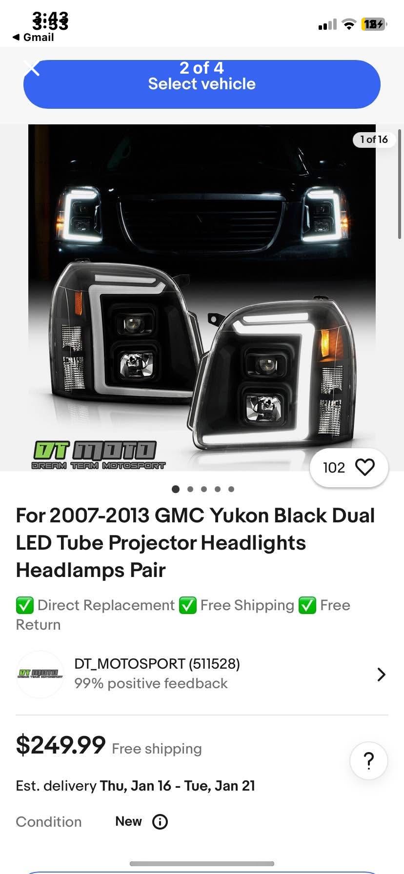 Led Projector Headlights For Yukon Brand New