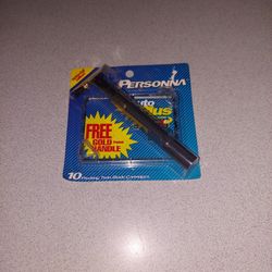 EXTREMELY RARE VINTAGE 1992 PERSONNA AUTO PLUS RAZOR WITH 10 PIVOTING TWIN BLADE CARTRIDGES NEW FACTORY SEALED 