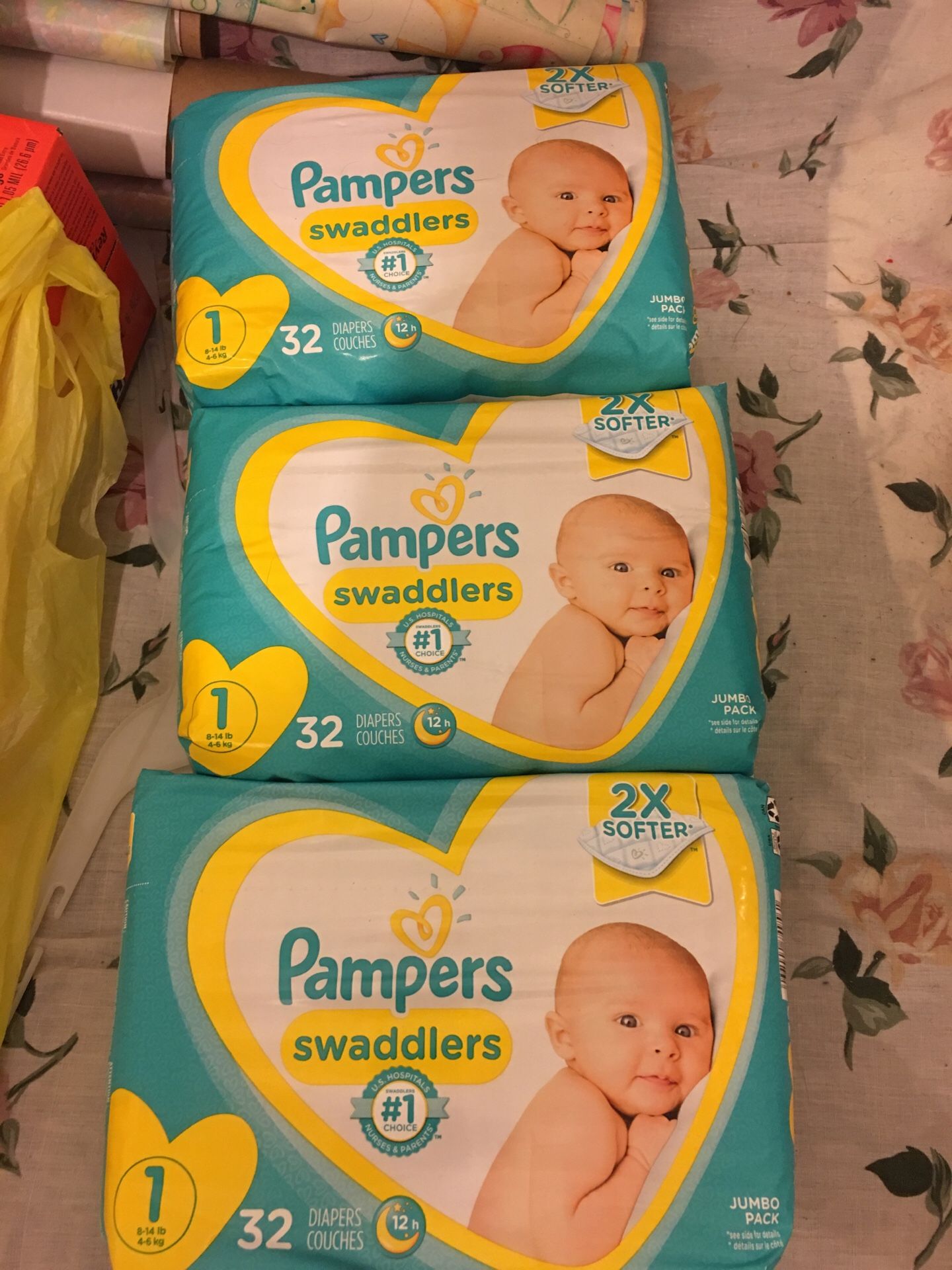 Pampers swaddlers size one 32 count diapers