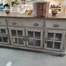 wood and glass cabinet