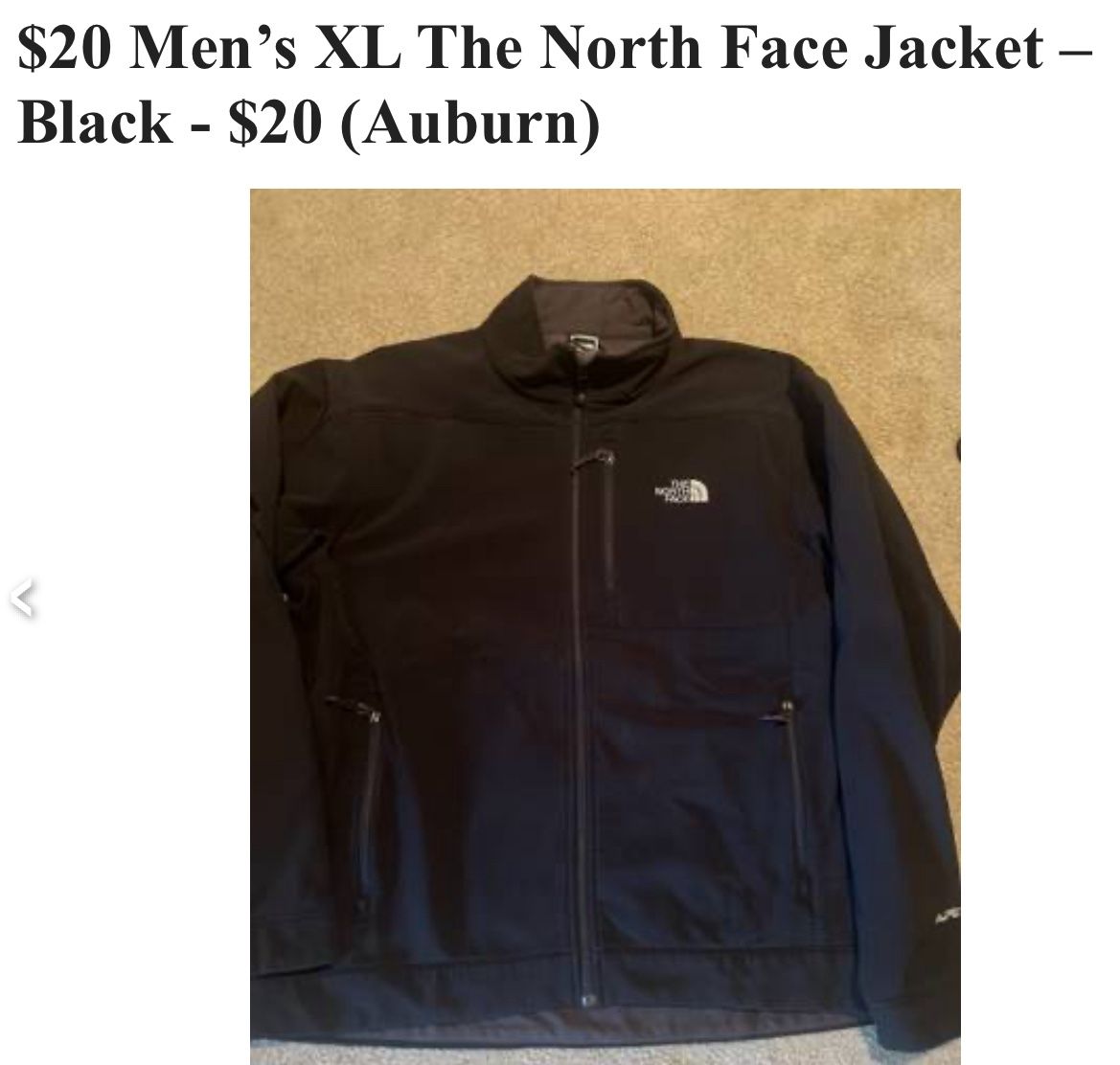 🧥 Men’s XL The North Face Jacket – Black