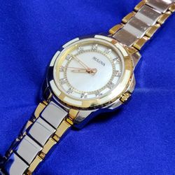 Bulova Mother of Pearl Diamond Marker 34mm Women’s Watch 98P140