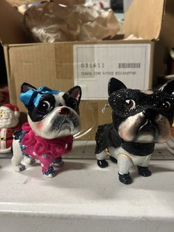 2  French Bulldogs Ornaments 