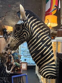 Vintage Mid-Century Sermel Tonala Papier-Mâché Large Zebra Sculpture 35" Signed