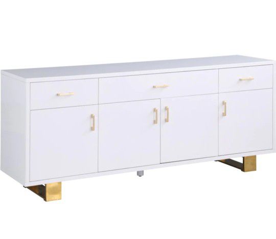 Excel Stainless Steel / Wood White Sideboard/Buffet

