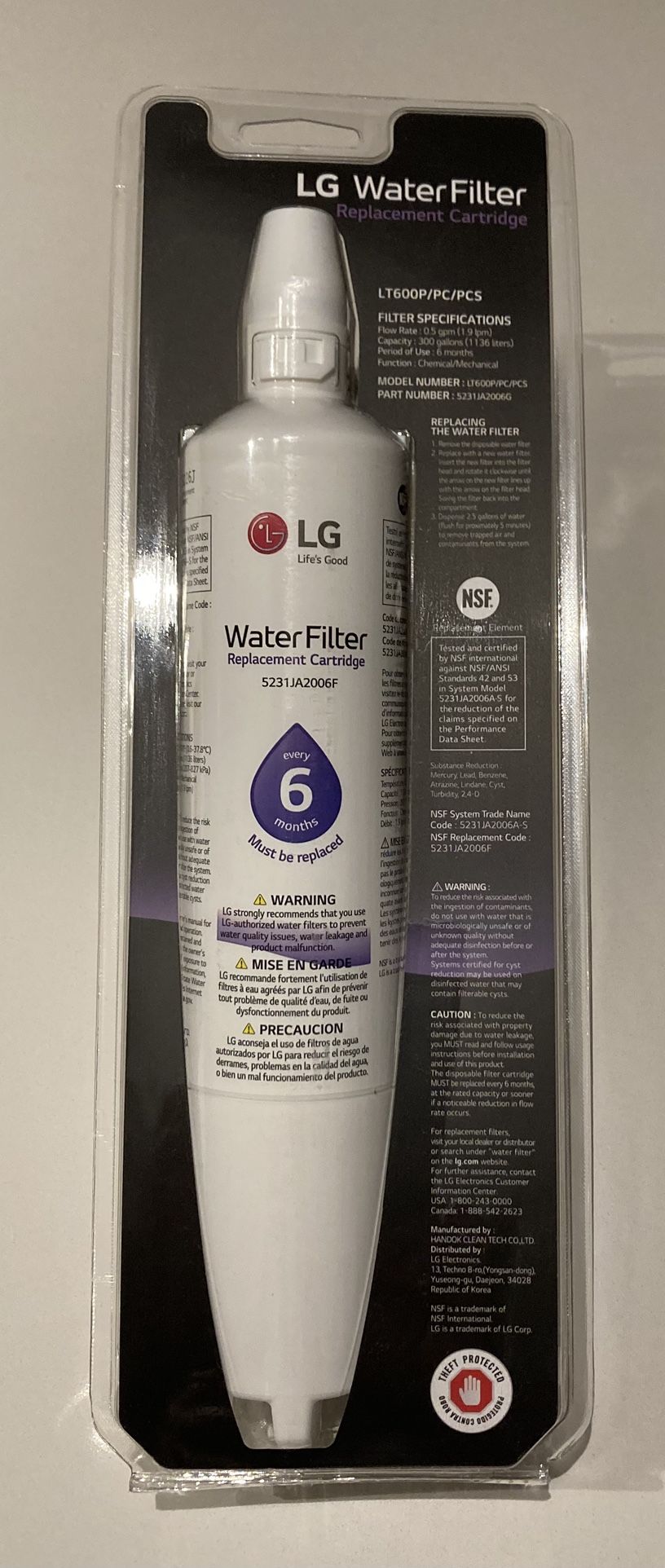 LG water Filter 5231JA2006F